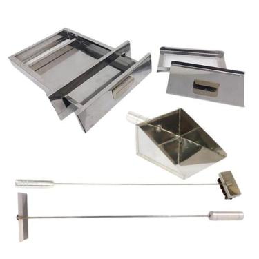 Imagem de Kit Gaveta 304, Vassoura Piaçava, Pá Cinzas, Rodo Limpeza - INOX LAURI