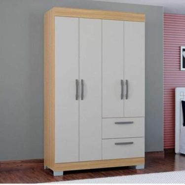 Imagem de Guarda Roupa Solteiro Tóquio 4 Portas Damasco Off White - Poquema