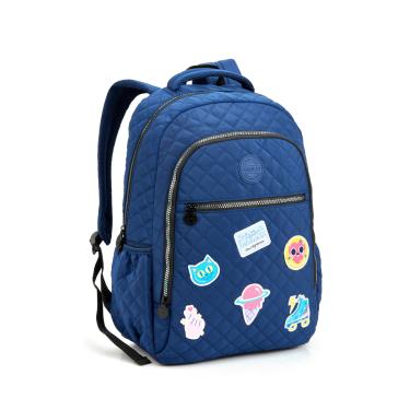 Imagem de Mochila De Costas Feminina Infantil Juvenil Resistente Seanite Bolsa Menina Escolar Faculdade Com Alça Acolchoada E Patches Personalizado Azul