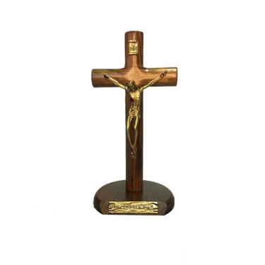 Imagem de Crucifixo de mesa 17cm Cilíndrico - Em madeira - Príncipe da Paz