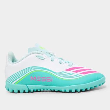 Imagem de Chuteira Society Infantil Adidas F50 Messi Club Unissex, Branco, 32