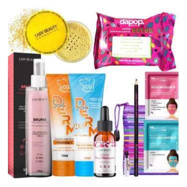 Imagem de Kit De Maquiagem Pó Banana Bruma Lenço Demaquilante Skincare - nova av