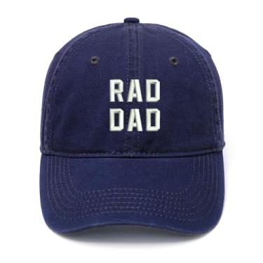 Imagem de RAD DAD Boné de beisebol masculino bordado algodão lavado, Azul marino, 7 1/8