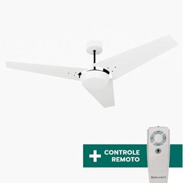 Imagem de Ventilador de Teto Com Controle Remoto Natuvent Callis No Light 3 Pás Madeira Branco (127, Volts)