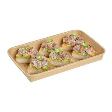 Imagem de Restaurantware - Bandejas de sushi Matsuri Vision, 22 x 13 cm, 50 caixas de embalagem de sushi à prova de gordura - tampas vendidas separadamente, descartáveis, recipientes de sushi de papel kraft,