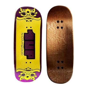 Imagem de NOAHWOOD Tabuleiro de dedo feito à mão 97,5 x 35 mm 5 camadas coloridas Maple Pro côncavo design criativo mini skate (amarelo 1up)