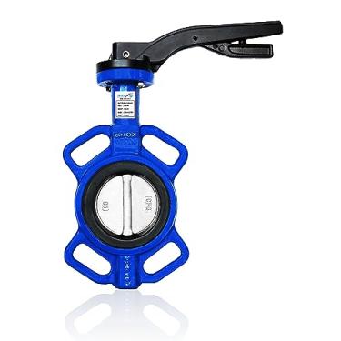 Imagem de Unox Válvula borboleta tipo wafer DN65 (2 1/5.1 cm), válvula de controle de fluxo. Disco de aço inoxidável AISI304. Junta EPDM Corpo de ferro fundido. Trabalho máximo 120 °C. Tipo de conexão de flange