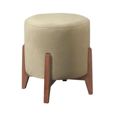 Imagem de Puff Decorativo Banqueta Thor Luxo Veludo - Neros Interiores, Bege