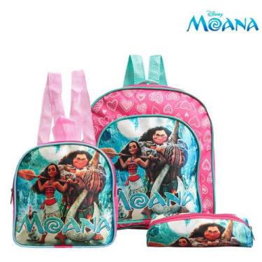 Imagem de Kit Mochila Escolar Infantil Moana e Maui Menina Rosa Costa - TOYS 2U