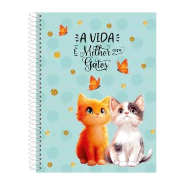Imagem de Caderno Universitário 20 Matérias Capa Dura Cats Butterfly