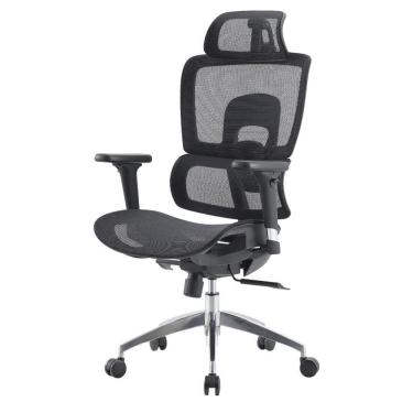 Imagem de Cadeira Escritório NR-17 Tribeca Presidente c/ Braços Fratini Encosto Tela Mesh Preta Base Rodízio