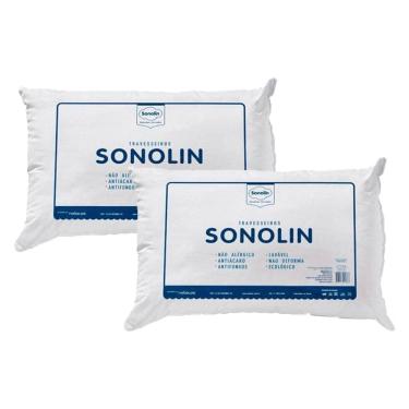 Imagem de Travesseiro Sonolin Prime em Fibra Siliconada 180 Fios 50x70cm Branco - 2 Unidades