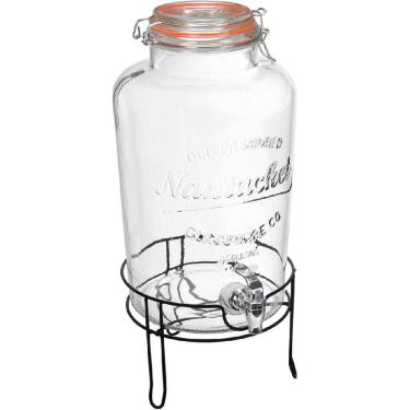 Imagem de REFRESQUEIRA SUCO AGUA COM SUPORTE METAL HOME&CO VIDRO 8L 47x25x25cm TRANSPARENTE