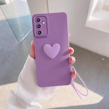 Imagem de HPQWN Para S24 Ultra Love Heart Silicone Case Lanyard Wrist Strap Cover (Para S24 Ultra/AXSS Grass roxo)