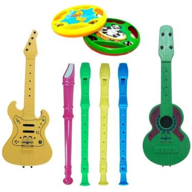Imagem de Kit Com 4 Instrumentos Musicais Para Criança - Pandeirola, Flauta, Vio