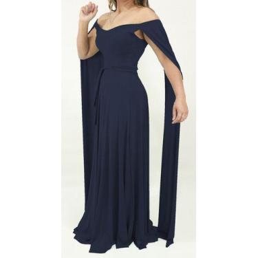 Imagem de Vestido Feminino Longo Madrinha Capa Longa Duplo Casamento - Casual Dr