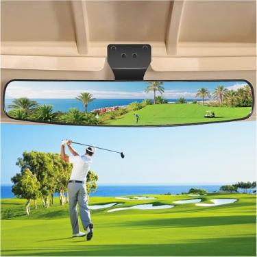 Imagem de 10L0L Espelho retrovisor universal giratório para carrinho de golfe Yamaha EZGO Club Car, espelho panorâmico convexo extra largo de 42 cm