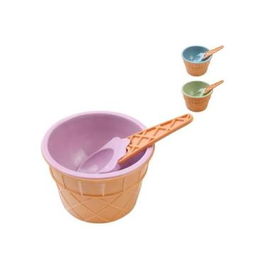 Imagem de Tigela Sorvete Casquinha Sobremesa com colher 200 ml - Clink