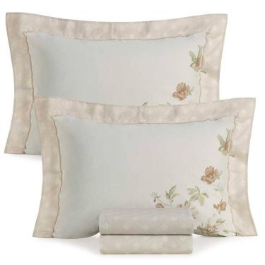 Imagem de Jogo de Cama Casal Lençol 100% Algodão Percal 200 Fios Eloise 4 Peças Karsten