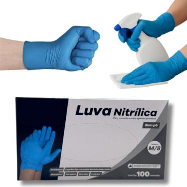 Imagem de Luva Nitrilica Azul Premium | Sem Pó Antiderrapante | 100 Unidades Descartável | P, M e G (G)