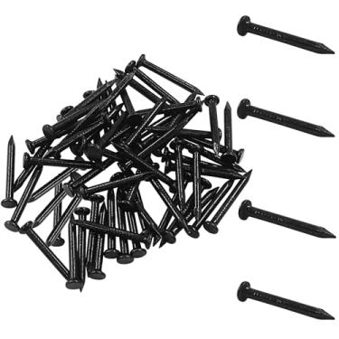 Imagem de BokWin Pacote com 60 pregos de ferragem de 30 mm - pregos de alvenaria de aço carbono com ponta pontiaguda para madeira, concreto e pendurar | Cimento preto resistente para molduras, gesso e projetos