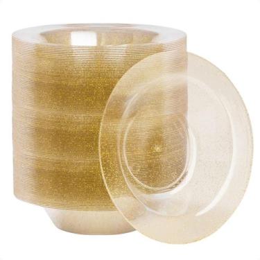 Imagem de Taças de plástico Goodluck Gold Glitter 350 ml (pacote com 100)