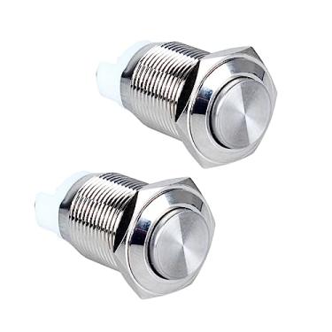 Imagem de DMWD Pacote com 2 interruptores de botão à prova d'água com cabeça redonda de 16 mm de altura de 16 mm de altura, terminais de parafuso de furo de montagem 250V 5A 1NO