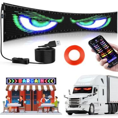 Imagem de KJOY 127,7 cm x 20,3 cm (58 x 20.3 cm) enorme luz de diabo brilhante para para-brisa, placa de LED programável colorida para janela de carro, tela de LED digital flexível, LED animado para olhos de
