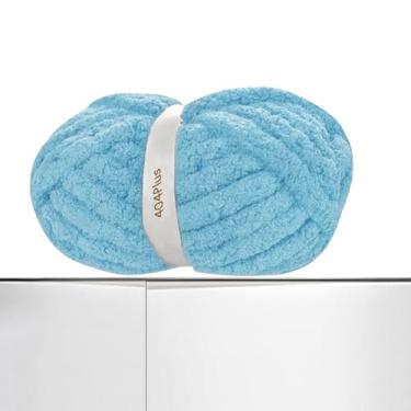 Imagem de Fio gigante grosso para crochê, super volumoso, grande, macio, fofo, Ya rn, tie dye, pelúcia felpuda Y, cor mista, fio de chenille grosso e azul, 1 kg