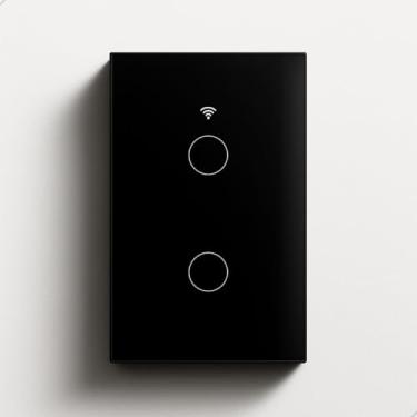 Imagem de Interruptor Smart Wi-Fi Touch 2 Botão Bivolt 10A Compativel com IOs e Android e Assistentes Populares (Preto)