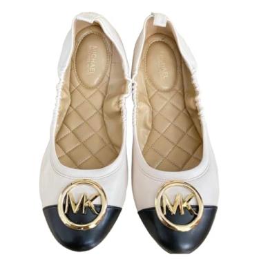 Imagem de Michael Kors Boina feminina Carmen Toe Ballet em couro sintético, Lt Cream, 7.5 Narrow