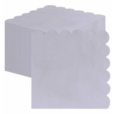 Imagem de HEIPINIUYE Guardanapos de papel prateados descartáveis com 2 camadas de 50 peças, guardanapos de coquetel recortados, guardanapo de bebidas para casamento, aniversário, Natal, festa, papel, jantar