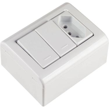 Imagem de Caixa De Sobrepor Com 2 Interruptores Simples 10 A 250 V E 1 Tomada 2p+t 10 A 250 V Lizfl