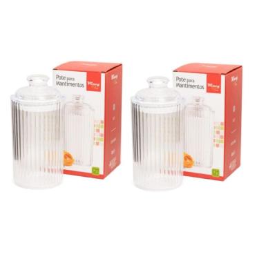Imagem de Kit 2 Pote Mantimentos Condimento 900ml Acrílico Hermético