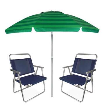 Imagem de Kit Praia 2 Cadeira Oversize Alumínio + Guarda Sol 2,4m Articulado - M