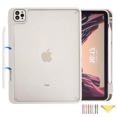 Imagem de UUcovers Capa para iPad Pro de 11 polegadas M5/M4 (2025/2024) com suporte para lápis, suporta Pencil Pro e Pencil (USB-C), acessório magnético translúcido macio TPU traseiro à prova de choque