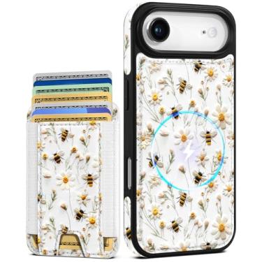 Imagem de Shorogyt Capa carteira para iPhone Air – Serve para 7 cartões, compatível com Magsafe Suporte magnético destacável para cartão de crédito de couro bonito capa de telefone feminina meninas para Apple