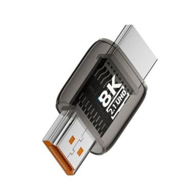 Imagem de NFHK Extensor adaptador HDMI macho para HDMI 2.1 macho UHD transparente com luz LED inteligente suporta HDTV 8K 60hz