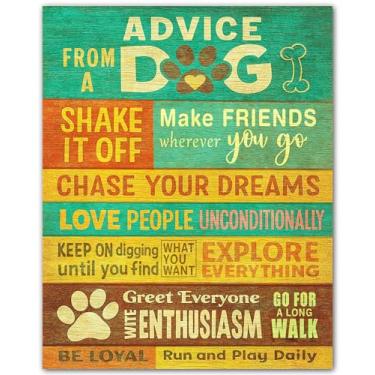 Imagem de ZUKIY Pôster colorido de conselhos de vida de cachorro - arte de parede em tela de cachorro - pôsteres para parede - placas - arte de pata - placas engraçadas - decoração veterinária - afirmações
