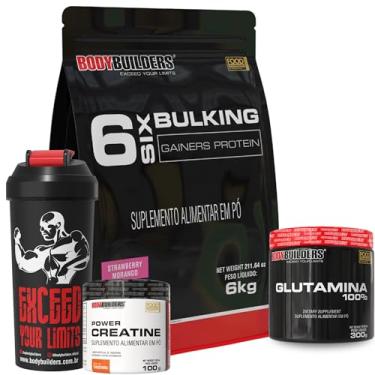 Imagem de KIT Bulking Protein Morango 6kg + POWER Creatina 100g + Glutamina 300g + Coqueteleira - Bodybuilders