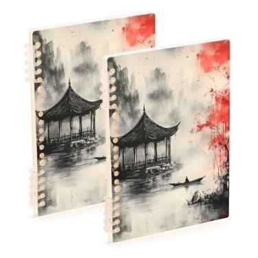 Imagem de Burbuja Cadernos com nome, papel pautado universitário A5 com 60 folhas, fichário para escritório, 2 unidades