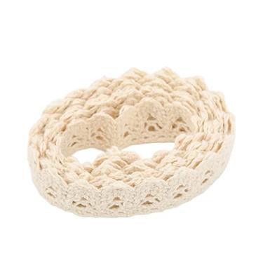 Imagem de Fita de renda fio de algodão 20 jardas acessórios decorativos bege para roupas DIY e decoração de presente. Tecido de qualidade com cadarços elásticos para projetos de artesanato de costura