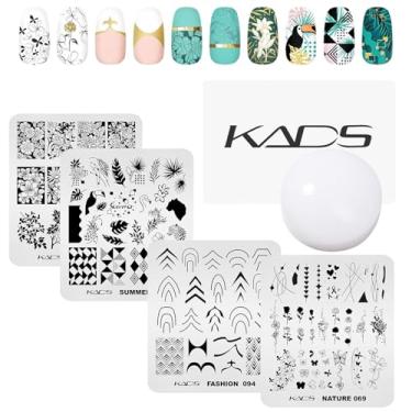 Imagem de KADS Placa de estampagem de unhas, molde de carimbo de unha, conjunto raspador, unhas francesas, flores de verão, flamingo, rosa