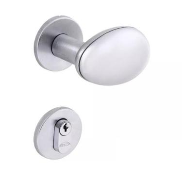 Imagem de Fechadura Arouca Externa Ovo Z 40mm Roseta Cromado Acetinado, Cromado 