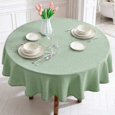 Imagem de IVAPUPU Toalha de mesa texturizada redonda 152 cm – verde sálvia, impermeável, à prova de derramamento, toalha de mesa de jantar circular sem vincos para primavera, casamento, aniversário, fazenda, 2