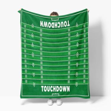 Imagem de Horaldaily Cobertor de flanela de futebol, tema esportivo, touchdown e dia de jogo, macio, felpudo, aconchegante, cobertores de lã para sofá, cama, descanso, presentes ideais para crianças e adultos