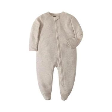 Imagem de Pijamas De Algodão Unissex De Manga Longa Com Zíper Para Bebês De 0 a 