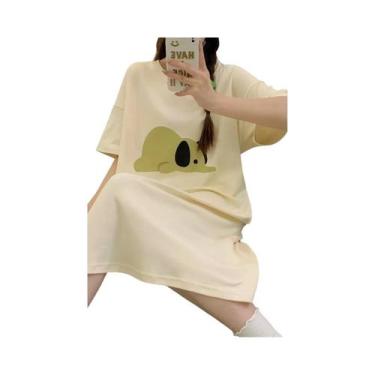 Imagem de Camisola De Verão plus Size Para Mulheres Em Seda Gelada, Manga Curta,