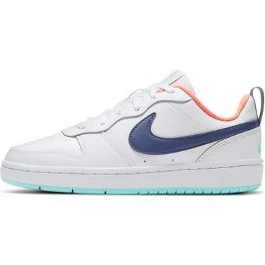 Imagem de Nike Court Borough Low 2 (GS), preto/dourado metálico, tênis para crianças grandes, Branco/Dk Purple Dust - Copa, 20