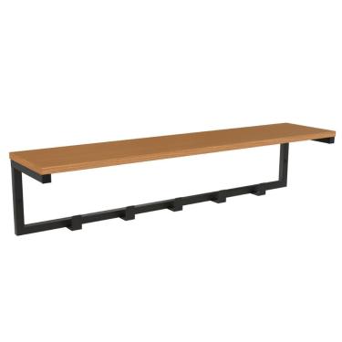 Imagem de Cabideiro de Parede com Prateleira e 5 Ganchos Kappesberg Industrial 69,5cm Cor Canela/Preto Fosco - LI042